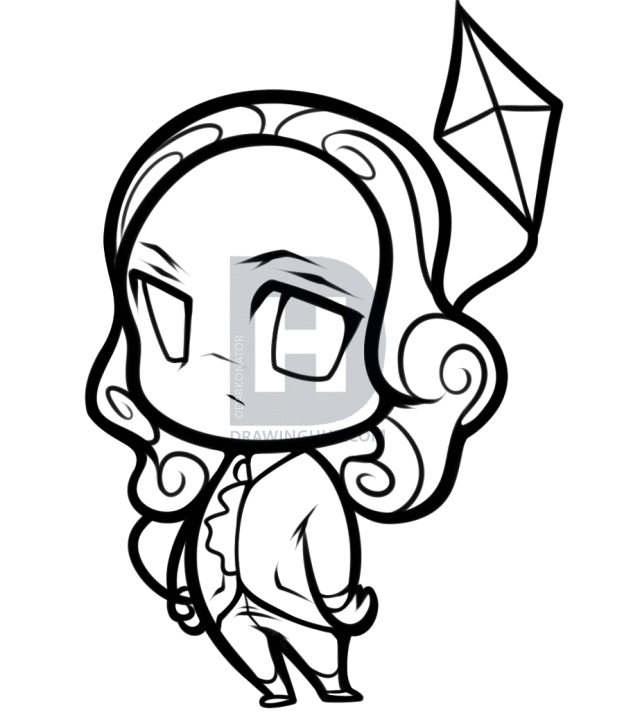 624x720 How To Draw Chibi Benjamin Franklin, Step