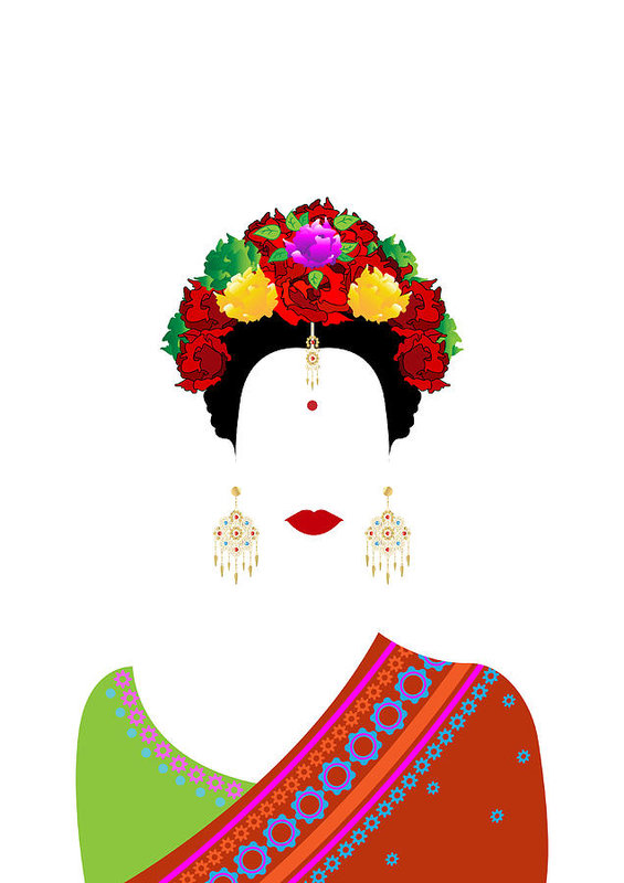 565x800 Vector Portrait Of An Indian Woman With Colorful Flowers