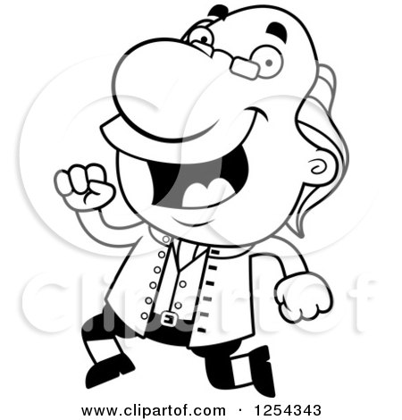 450x470 Clipart Of Black And White Benjamin Franklin Running