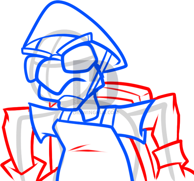 645x602 How To Draw Bentley From Sly Cooper, Step