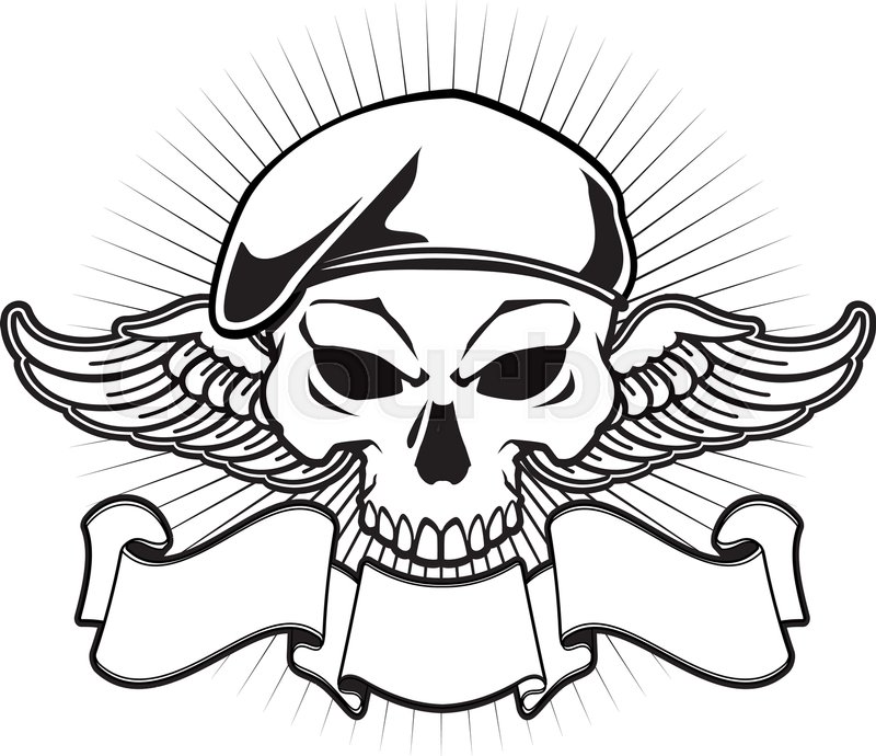 800x690 Military Skull With Beret, Wings And Stock Vector Colourbox