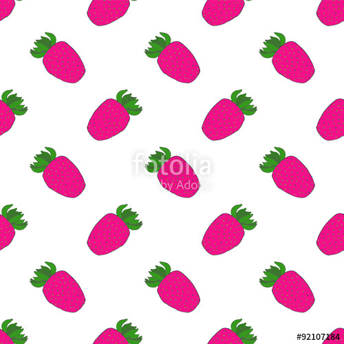 500x500 Strawberry Seamless Pattern With Berries Real Outline Drawing