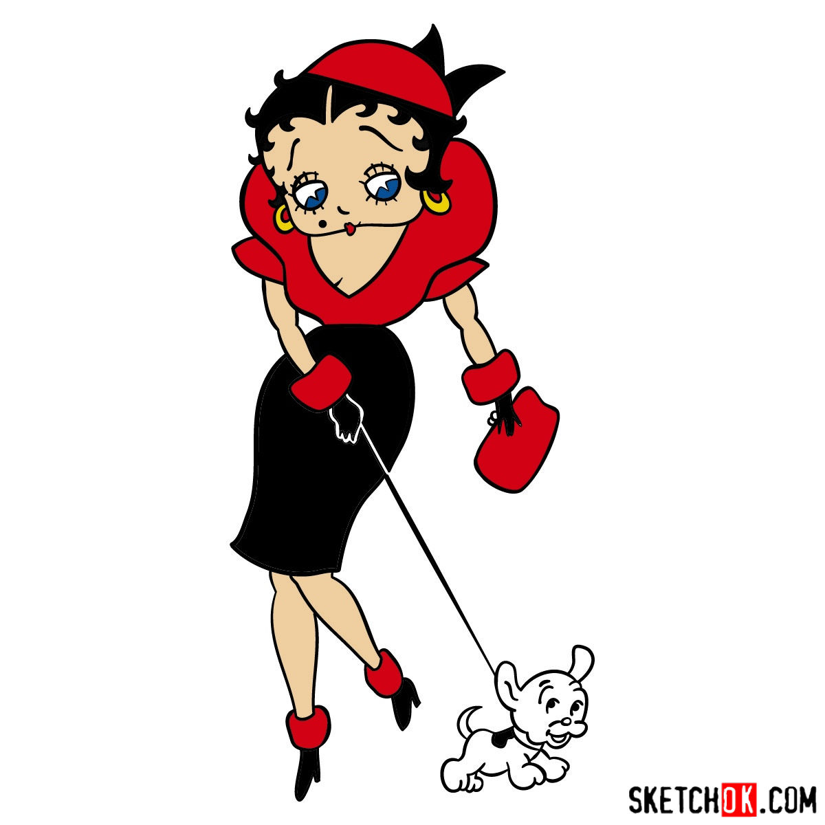 betty boop drawing holding things