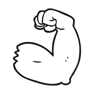 300x300 Freehand Drawn Black And White Cartoon Strong Arm Flexing Bicep