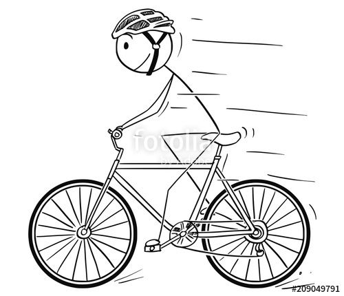 500x430 Cartoon Stick Drawing Illustration Of Man Riding Or Cycling