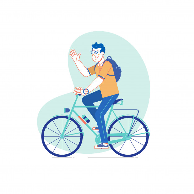 626x626 City Style Man Riding On A Bicycle Vector Line Drawing
