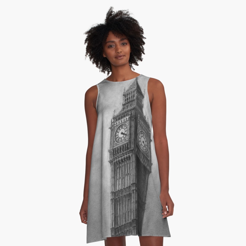 1000x1000 Big Ben London Pencil Drawing A Line Dress