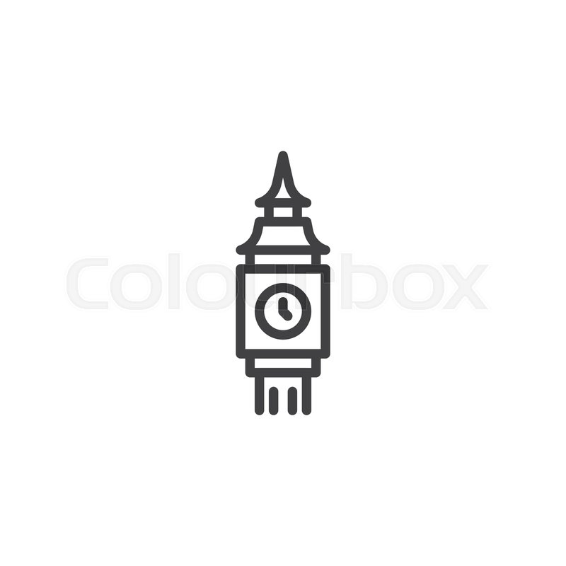 800x800 Big Ben Clock Line Icon Linear Style Stock Vector Colourbox