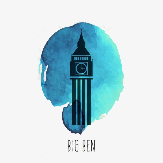 650x650 drawing big ben, watercolor, big ben, blue png image and clipart