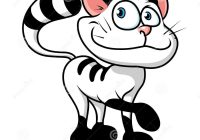 200x140 Simple Big Cat Cartoon Vector Clipart Of A Black And White Tiger