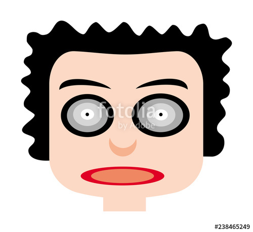 500x459 Funny Face Of A Boy With Big Crazy Eyes Cartoon Drawing, Sketch