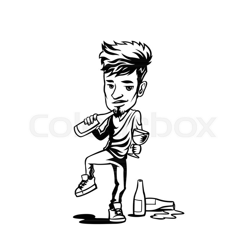 800x800 Caricature Drawing Of Man,big Head Stock Vector Colourbox