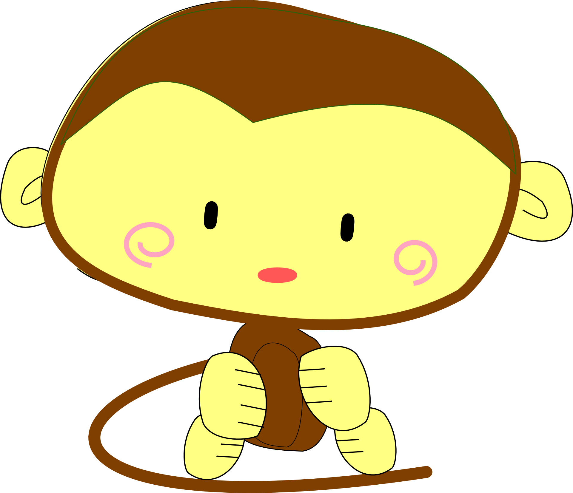 1920x1653 Drawing Of Cute Monkey With A Big Head Free Image