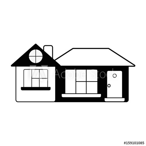 500x500 Contour Big House With Roof And Windows With Door