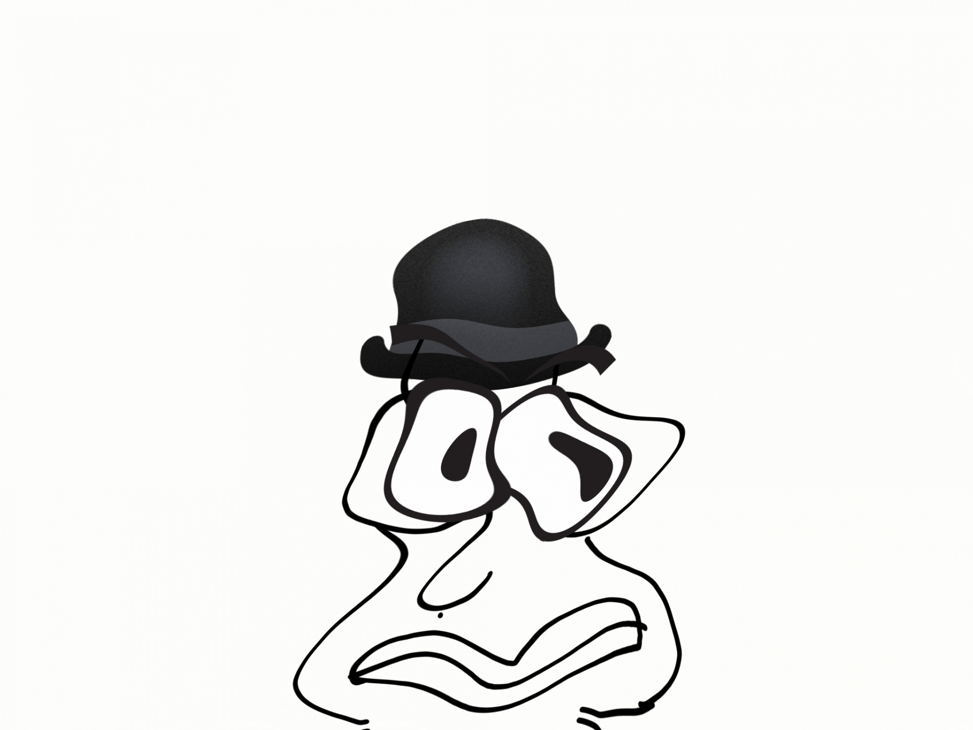 1920x1440 Drawing, Doodle, Man, Black, Hat