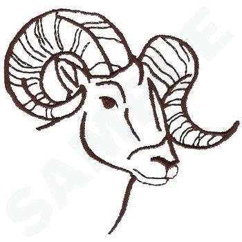 350x350 Bighorn Sheep Outline Embroidery Design Cartoon Pics