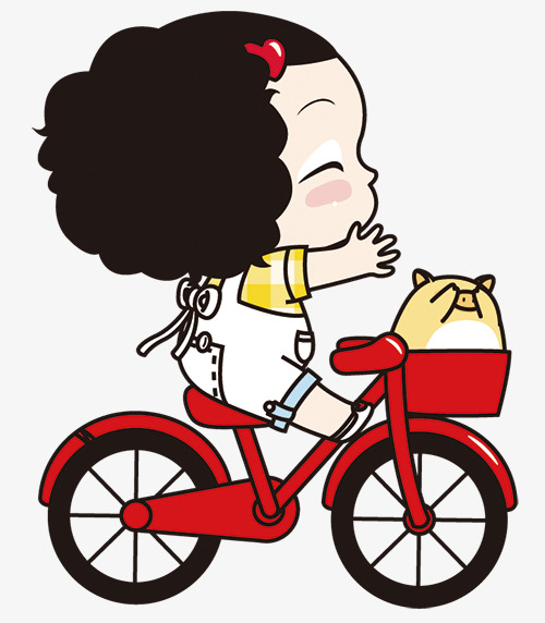500x572 Cartoon Little Girl Riding A Bike, Cartoon