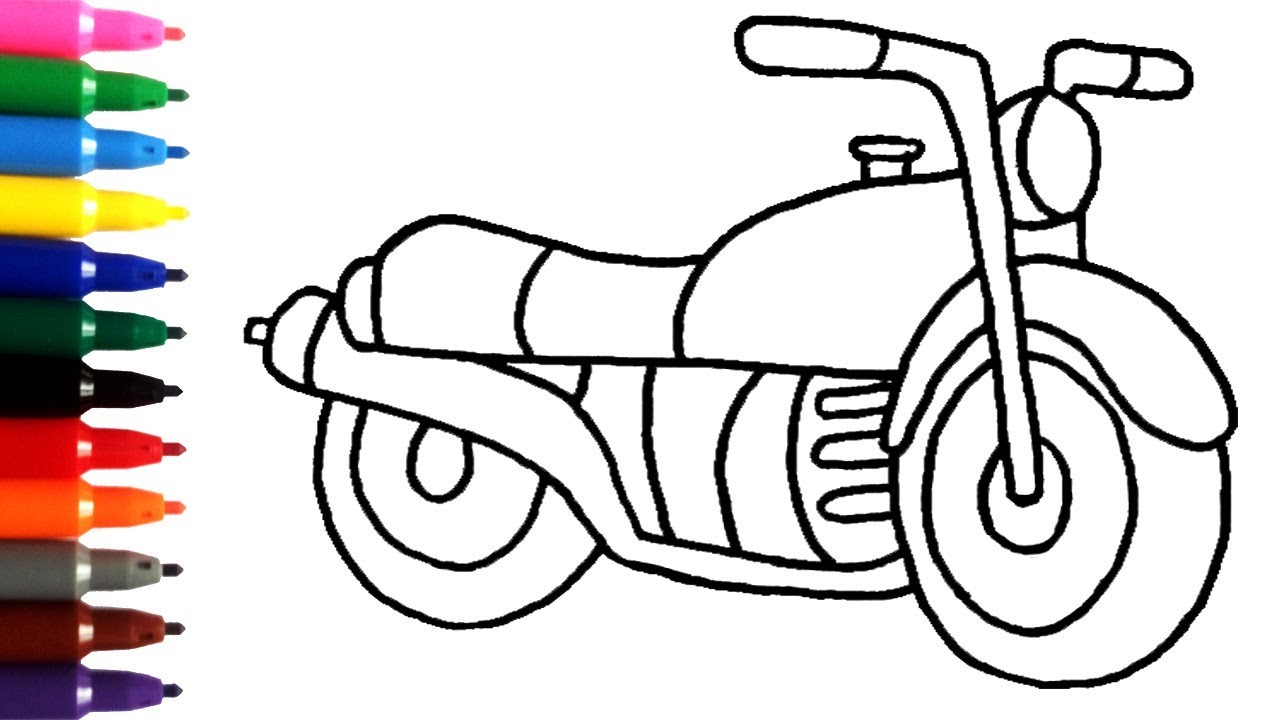 1280x720 Motor Bike Drawing For Kids
