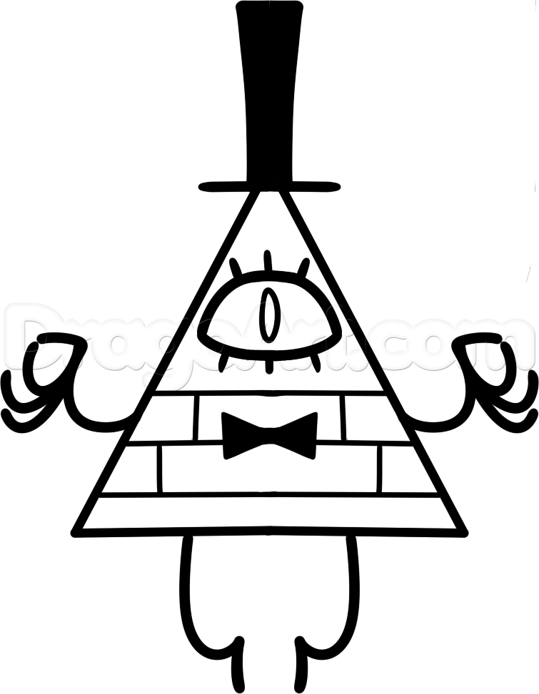 755x973 How To Draw Bill Cipher From Gravity Falls, Step