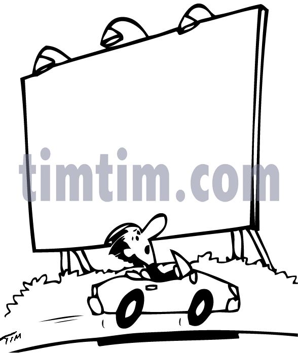 588x697 Free Drawing Of Billboard Blank Bw From The Category Cars Trucks