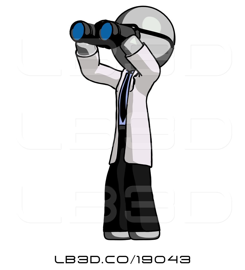 1024x1124 Illustration Of Gray Doctor Scientist Guy Looking Through
