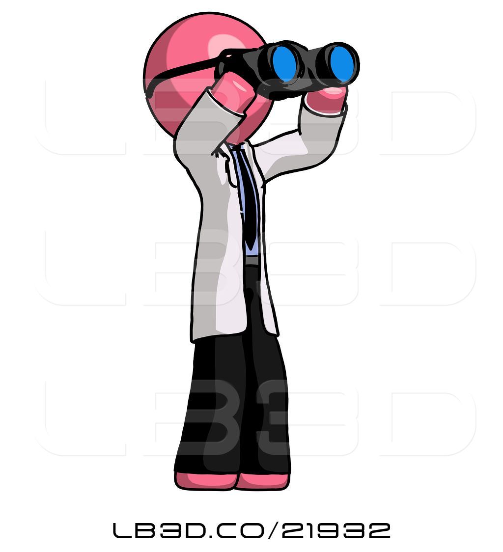 1024x1124 Illustration Of Pink Doctor Scientist Guy Looking Through