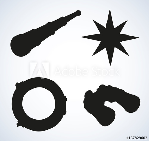 500x474 Vector Drawing Of Binoculars, Telescope, Window, Wind Rose