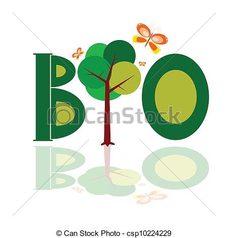 450x470 bio word icon with tree illustration vector vector illustration
