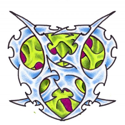 400x398 Beautiful Color Biomechanical Tattoo Design