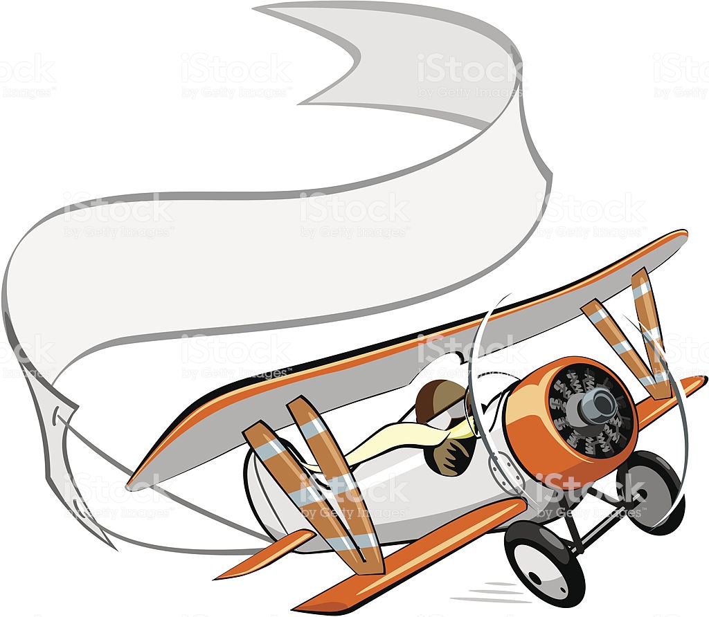 1024x892 biplane with banner clipart
