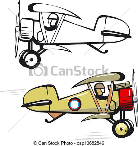 444x470 Cartoon Biplane Available Vector Format Separated