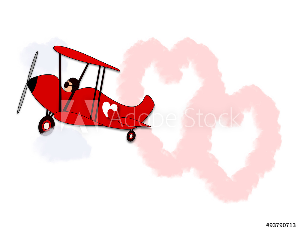 1000x773 Photo Art Print An Illustration Of A Biplane Skywriter Drawing