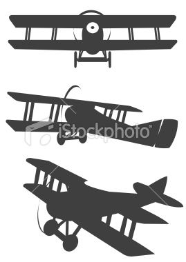 269x380 Three Classic Propeler Biplane Silhouetes For Design Purposes