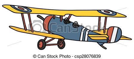 450x200 Vintage Biplane Hand Drawing Of A Vintage Blue And Yellow