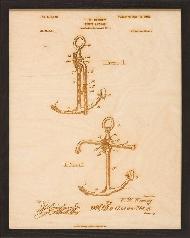 731x915 anchor patent blueprint art anchor patent drawing poster
