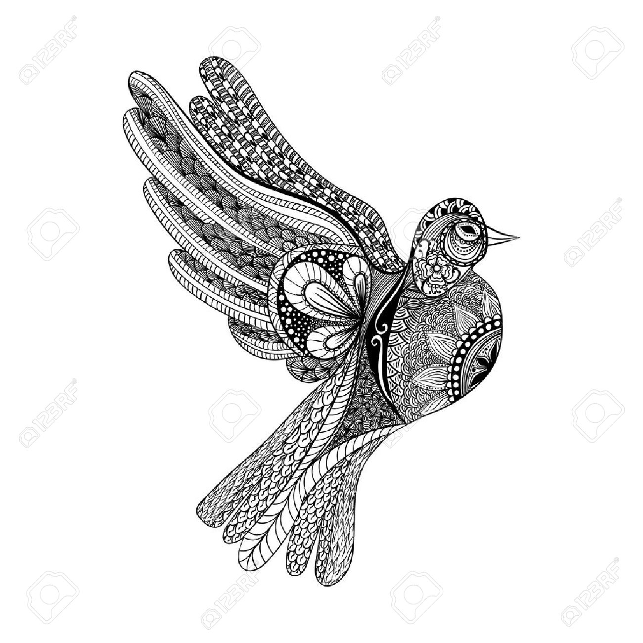 1300x1300 Drawn Dove Flower Drawing