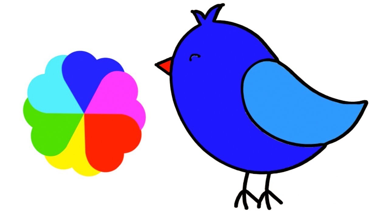 1280x720 Cute Bird Drawing For Kids Easy Coloring Step