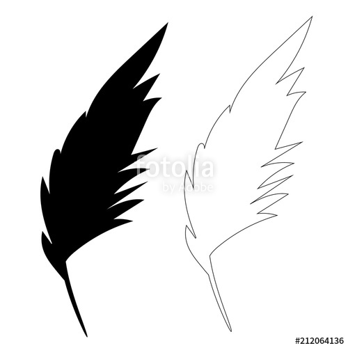 500x500 Isolated Silhouette Of Bird Feather, Outline Stock Image