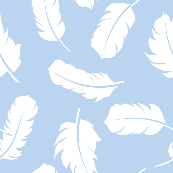 600x600 Bird Feather Hand Drawn Seamless Pattern Background Vector Illus