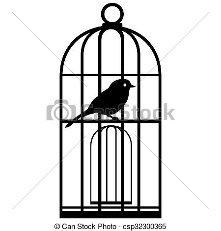450x470 cage with birds abstract contour image of a bird in a cage