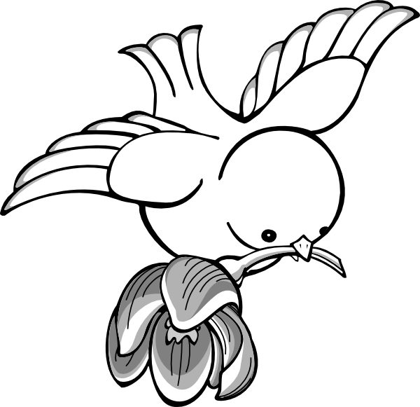 600x581 Bird Clipart Bird Flying With Flower Clip Art