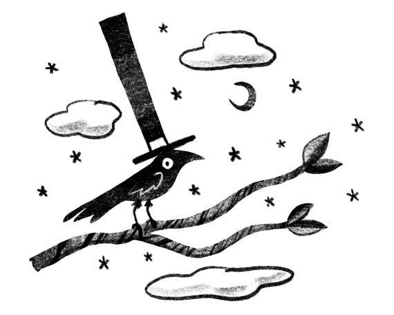 570x456 Fancy Bird In Tree Art Print Etsy