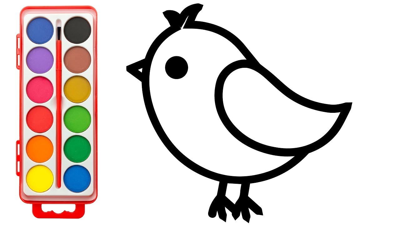 1280x720 How To Draw Cute Cartoon Bird On Branch From Numbers Very Easy