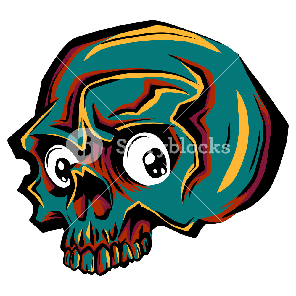 1000x1000 Drawing Of A Cute Human Skull Illustration Royalty Free Stock