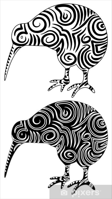 394x700 kiwi uccello tatuaggio kiwi bird tattoo vector wall mural pixers
