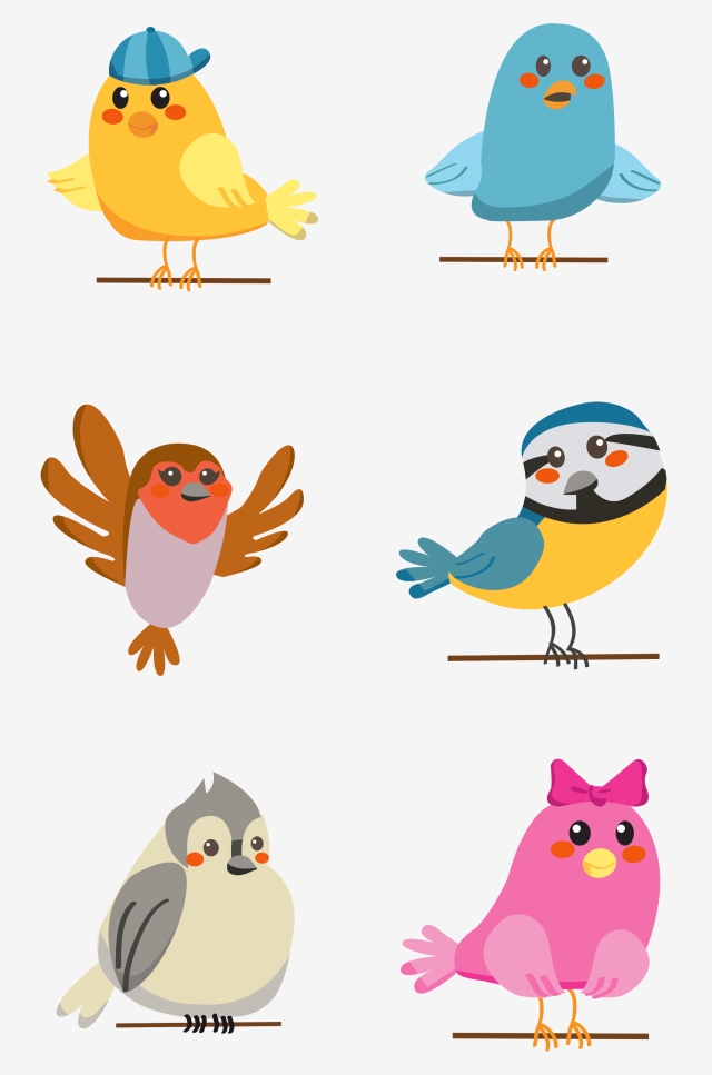 640x967 Childrens Drawing Q Version Flying Bird Open Wings, Lovely, Little