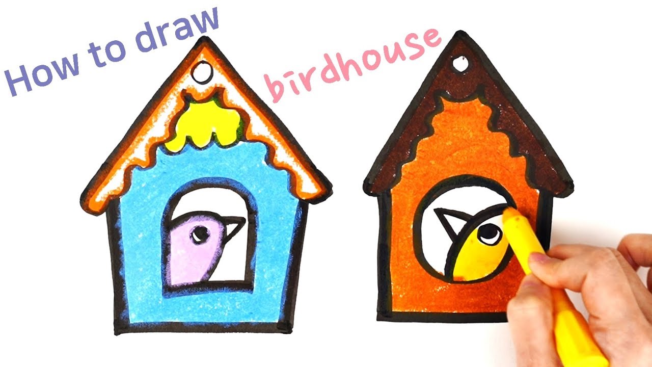 1280x720 Birdhouse Drawing And Coloring For Kids And Toddlers How To Draw