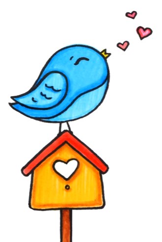 330x493 Bird On A Birdhouse Art Drawings In Cute Drawings, Kawaii