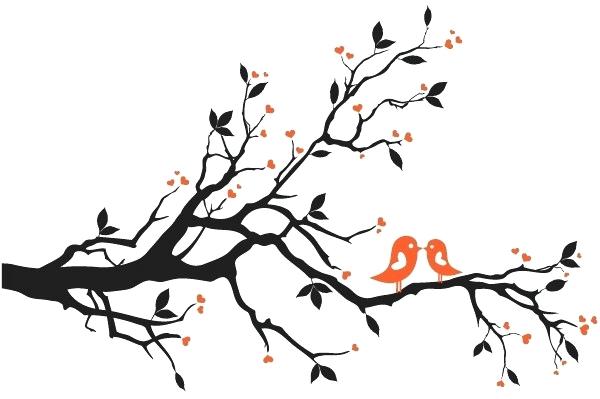 600x399 Birds On A Branch Love Birds Line Drawing Hand Drawing Example