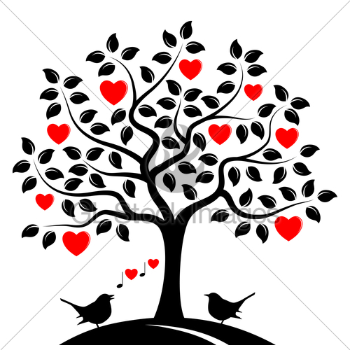 500x500 Heart Tree And Love Birds Gl Stock Images